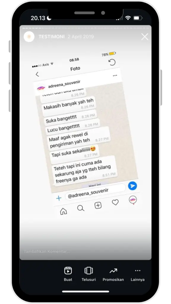 Testimoni dari klien adreena souvenir